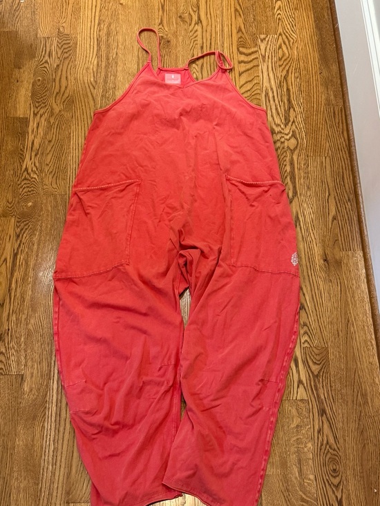 FP Movement by Free People Pants - FP Movement by Free People Coral Red Wide-Leg Jumpsuit Bodysuit